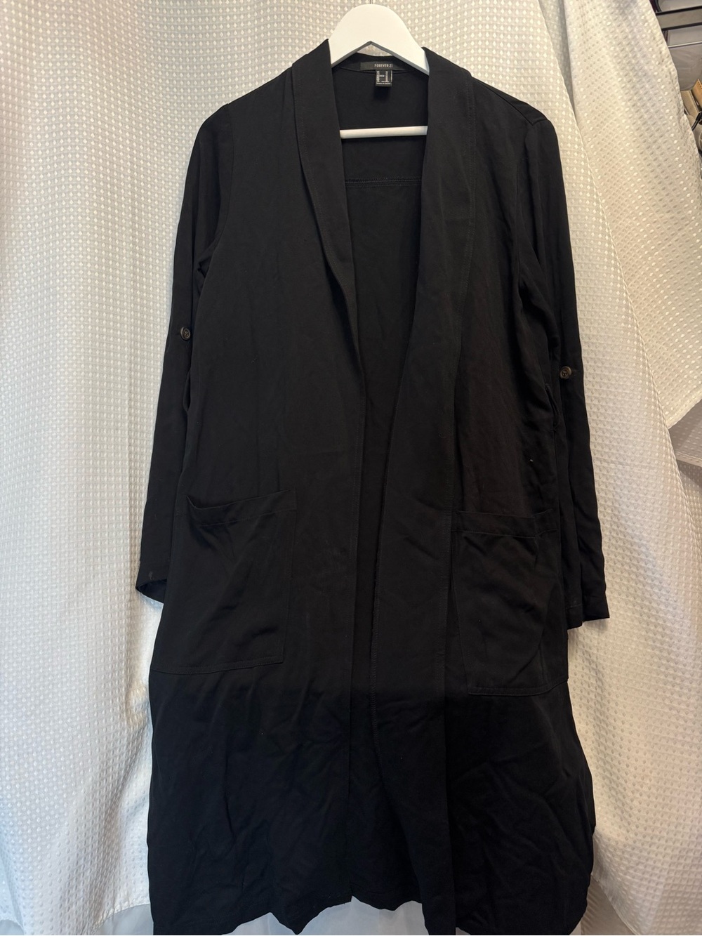 Forever 21 Black Open-Front Long Lounge Cardigan